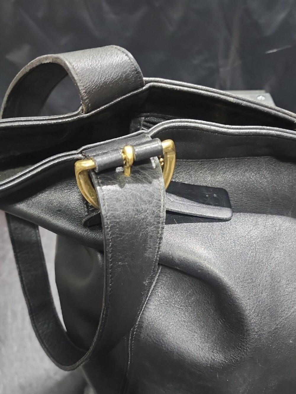 4082 Vintage 90 Coach Made In Usa Black Leather Soho Duffle Shoulder Bag Tote - Picture 2 of 16